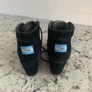 Tom black suede wedges